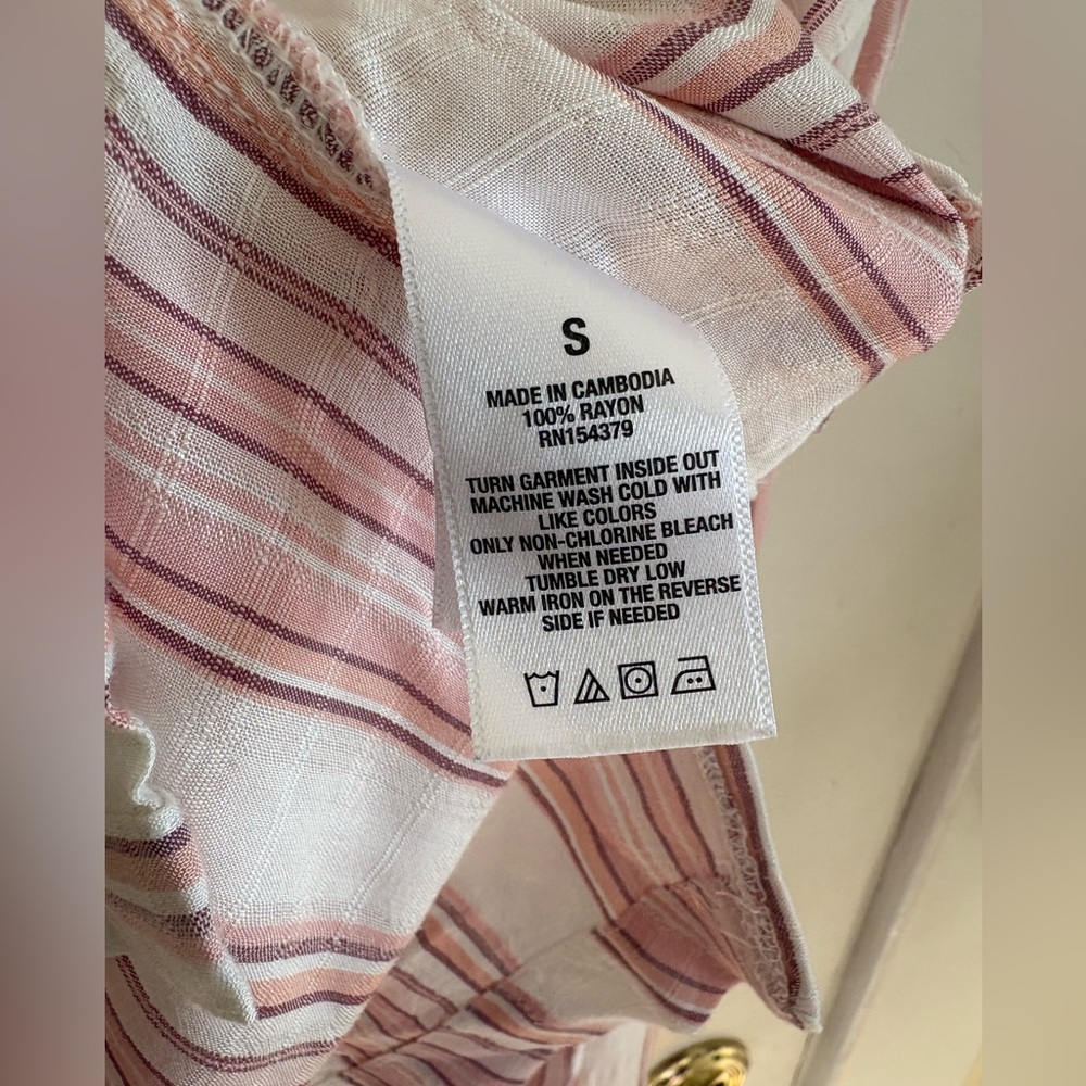 Aeropostale Long Sleeve Striped Button-Down Top Pink White Small‎ - Picture 7 of 13